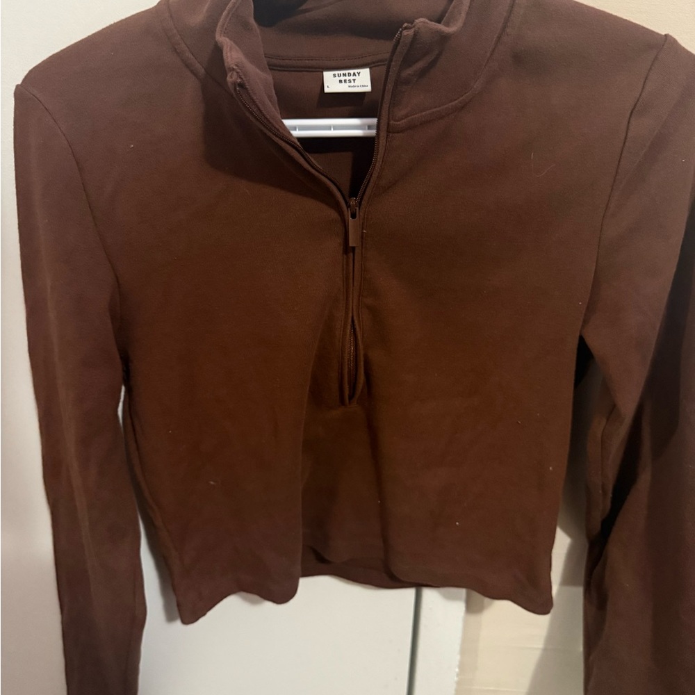 Sunday Best Chocolate Brown Quarter-Zip Sweatshirt